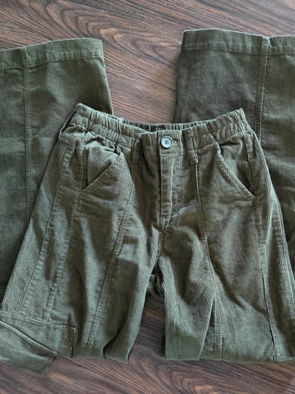 ANGEL KISS 70s/90s Style Medium Wale Green Corduroy Cargo Pants NWOT/SIZE 1/25